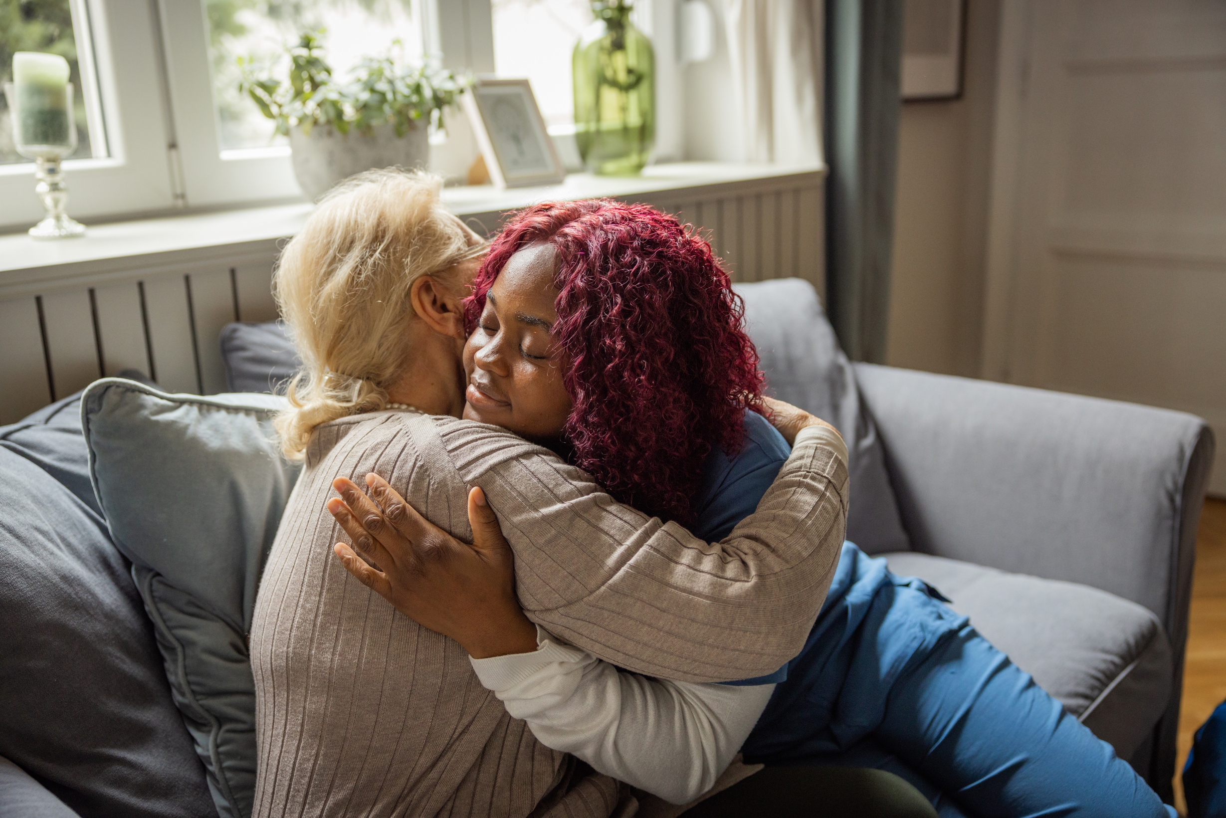 Daughter caring for grandmother with Alzheimer's.